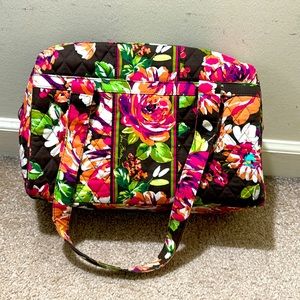 Vera Bradley Brown Floral Double Straps Shoulder Bag